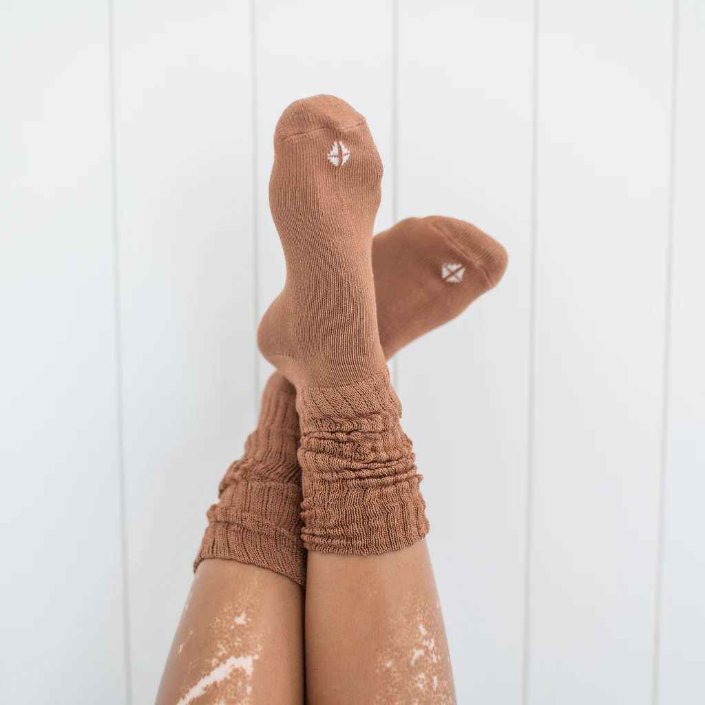 Adult Scrunch Socks in Latte | Kyte Baby