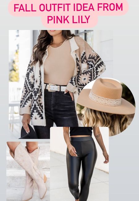 Fall outfit idea from Pink Lily! // faux leather leggings// wide brimmed fedora// western boots// Shacket// southwestern print Shacket // fall outfit// fall style// 🍁🍂

#LTKSeasonal #LTKstyletip #LTKshoecrush