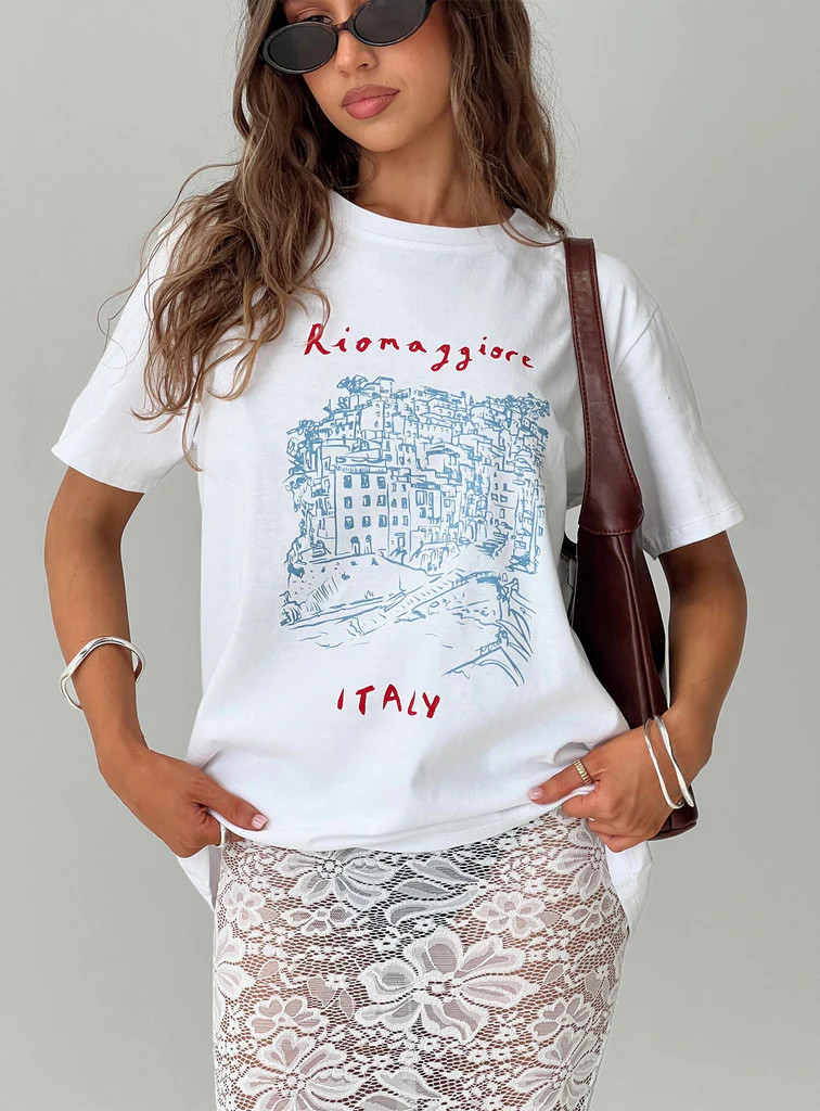 Riomaggiore Oversized Tee White | Princess Polly US