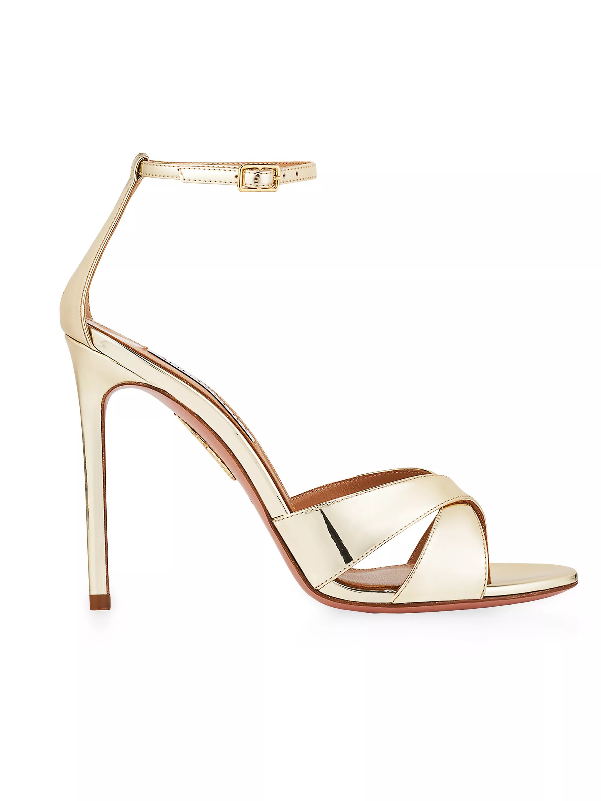 Shop Aquazzura Divine 105MM Metallic Sandals | Saks Fifth Avenue | Saks Fifth Avenue