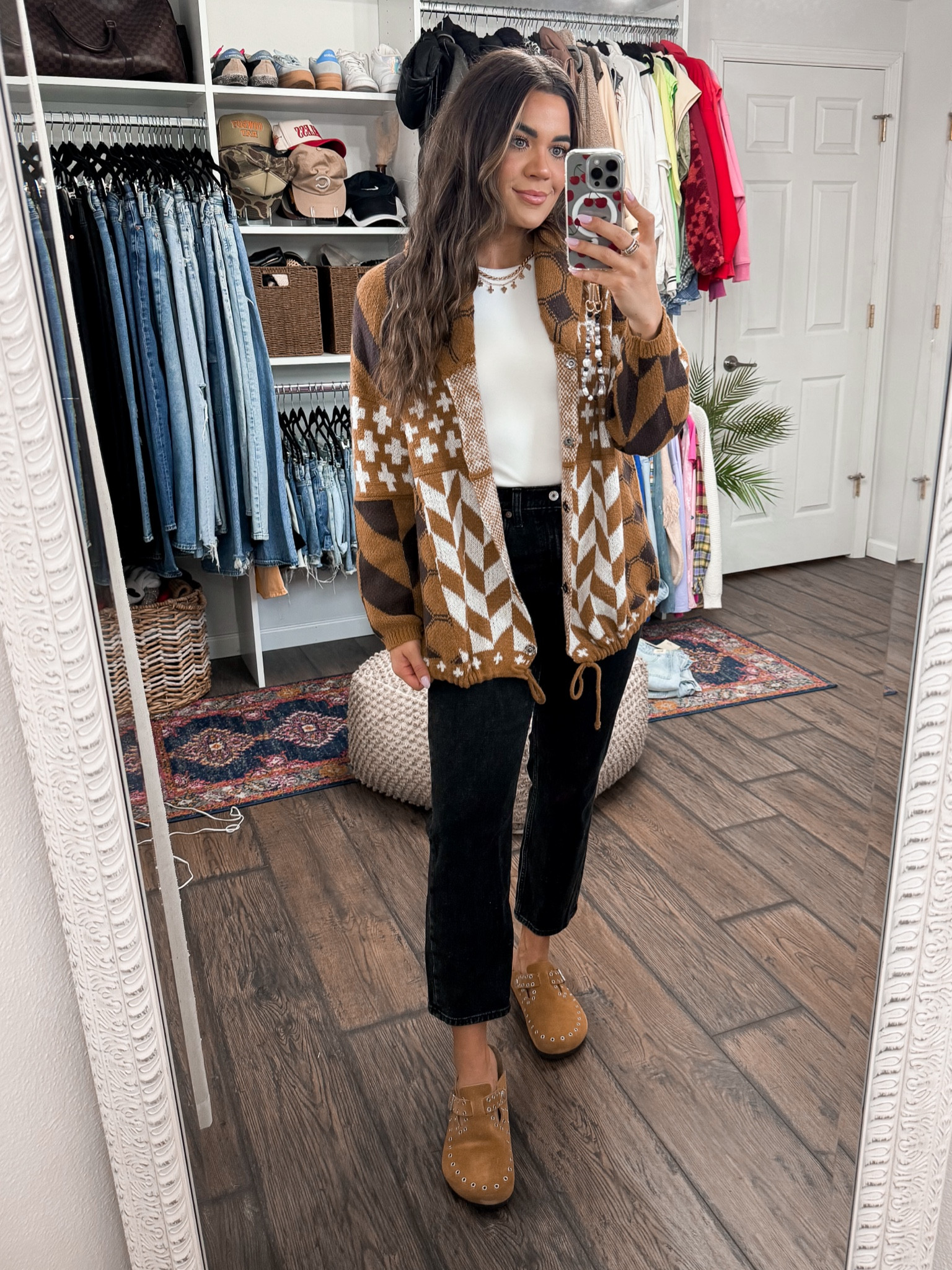 Multi print cardigan, Amazon fashion, black jeans, suede clogs

#LTKStyleTip #LTKFindsUnder50 #LTKShoeCrush