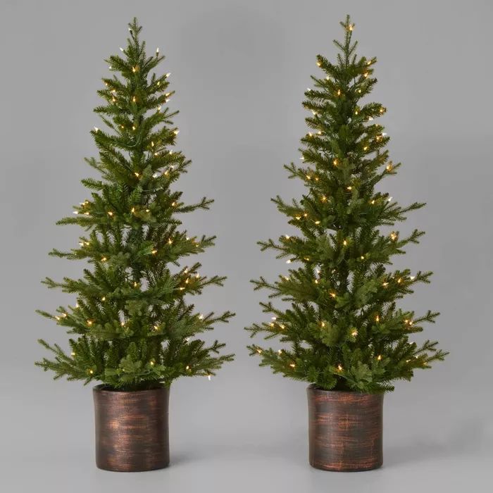 5ft/2pk Pre-Lit Balsam Fir Potted Artificial Christmas Tree Clear Lights - Wondershop&#8482; | Target