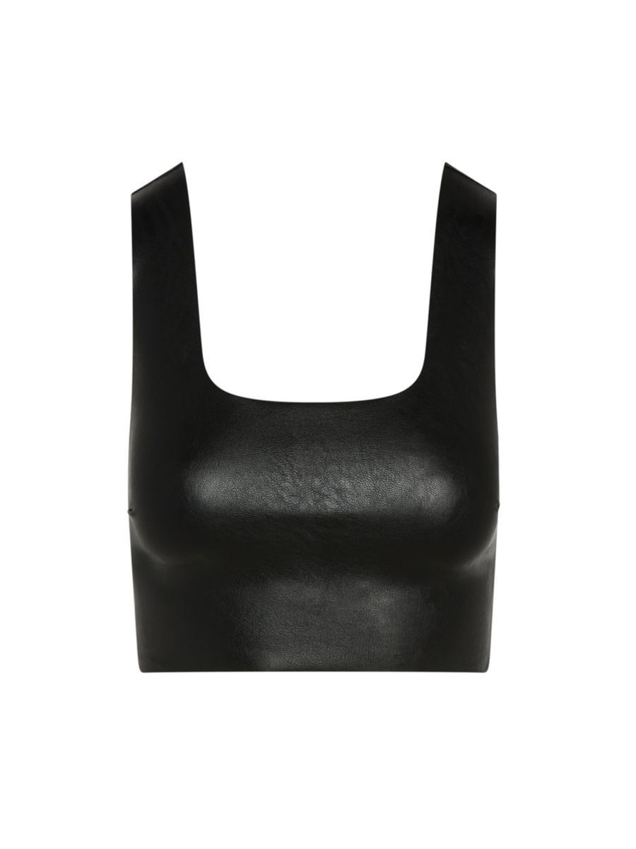 Cropped Faux Leather Top | Saks Fifth Avenue