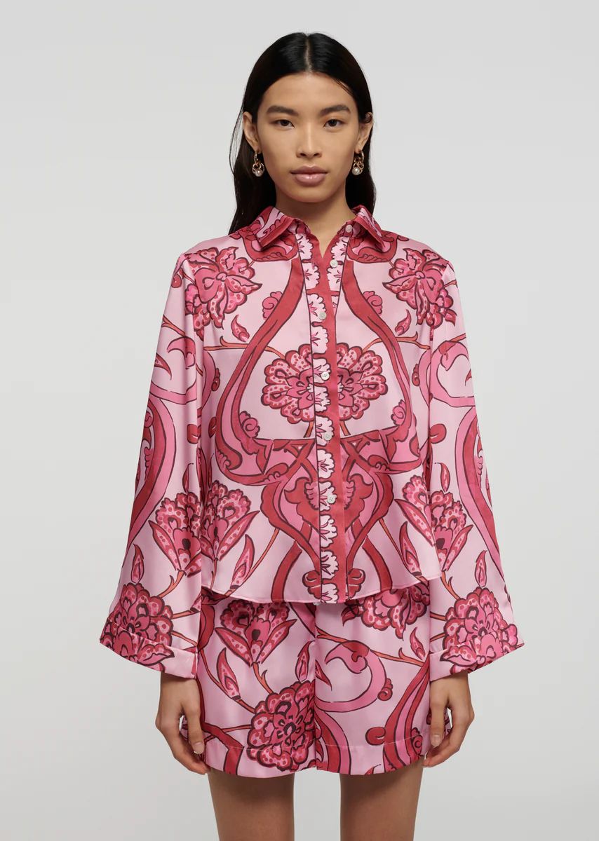 Milad Oversized Shirt - Pink Multi | Derek Lam