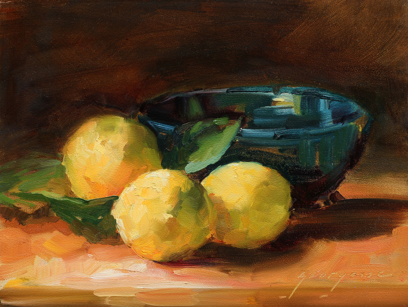 Lemons and Blue Bowl | Artfully Walls