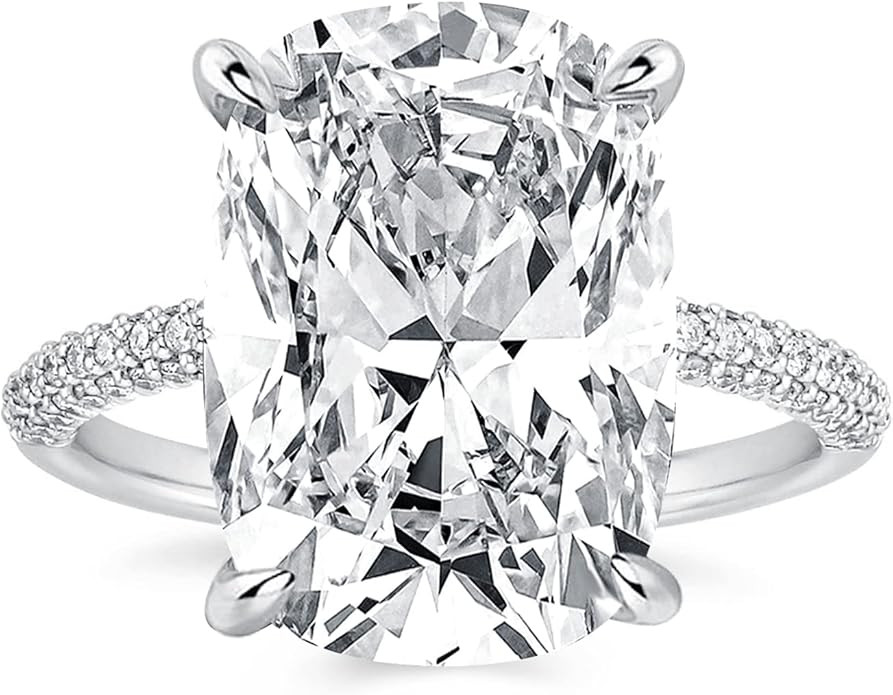 4CT/7CT Elongated Cushion Cut Engagement Ring for Women, S925 Silver 5A Grade Cubic Zirconia Prom... | Amazon (US)