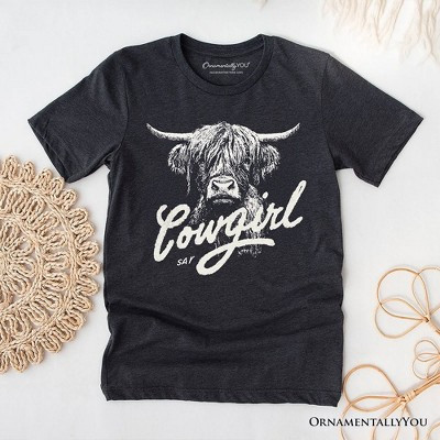 Highland Cow Vintage Cowgirl T-Shirt, Western Country Tee For Women Dark Gray S | Target