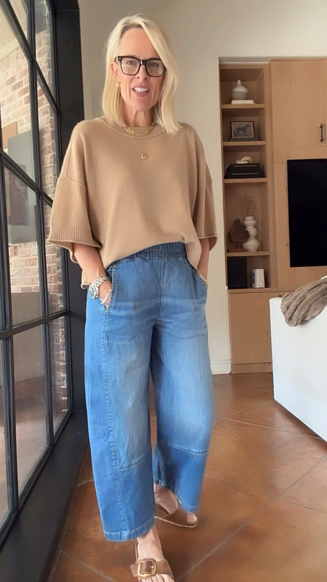 This sweater comes in several colors and works with everything. Lightweight. Cashmere 

Fit. All true to size 

Use code cindy20
Sitewide at Anthro 

#LTKSaleAlert #LTKOver40 #LTKootd