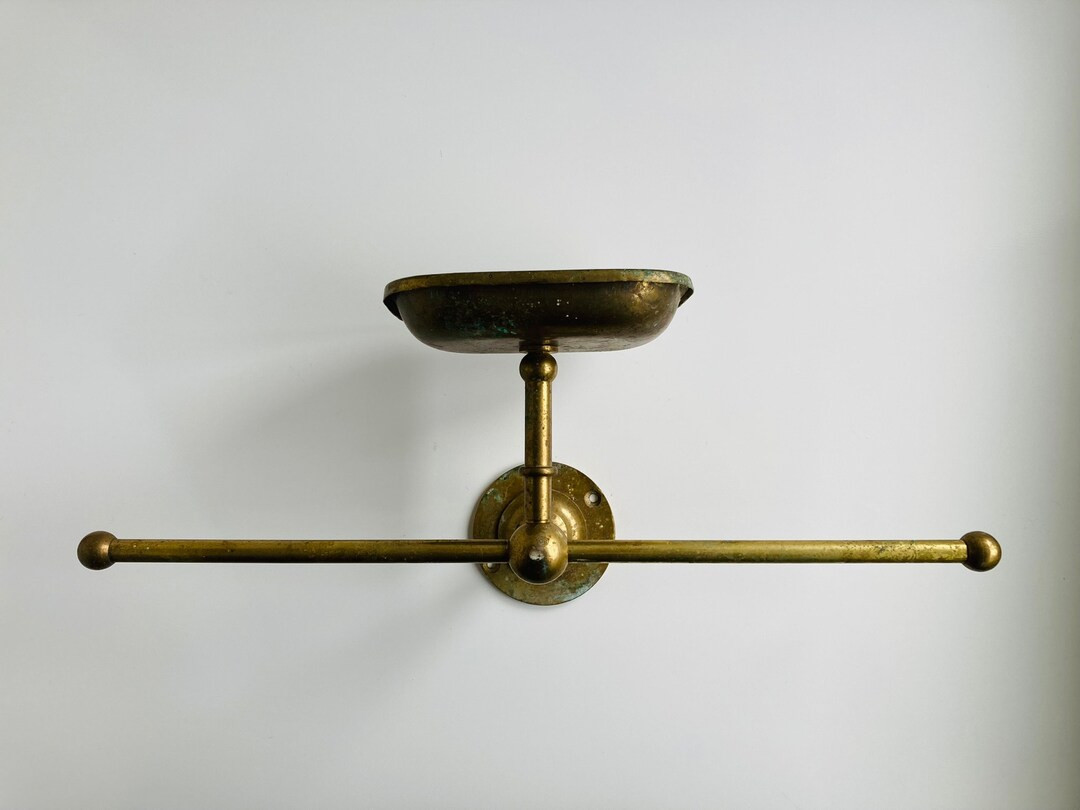 Vintage Brass Soap Holder and Towel Bar  Antique Brass - Etsy | Etsy (US)