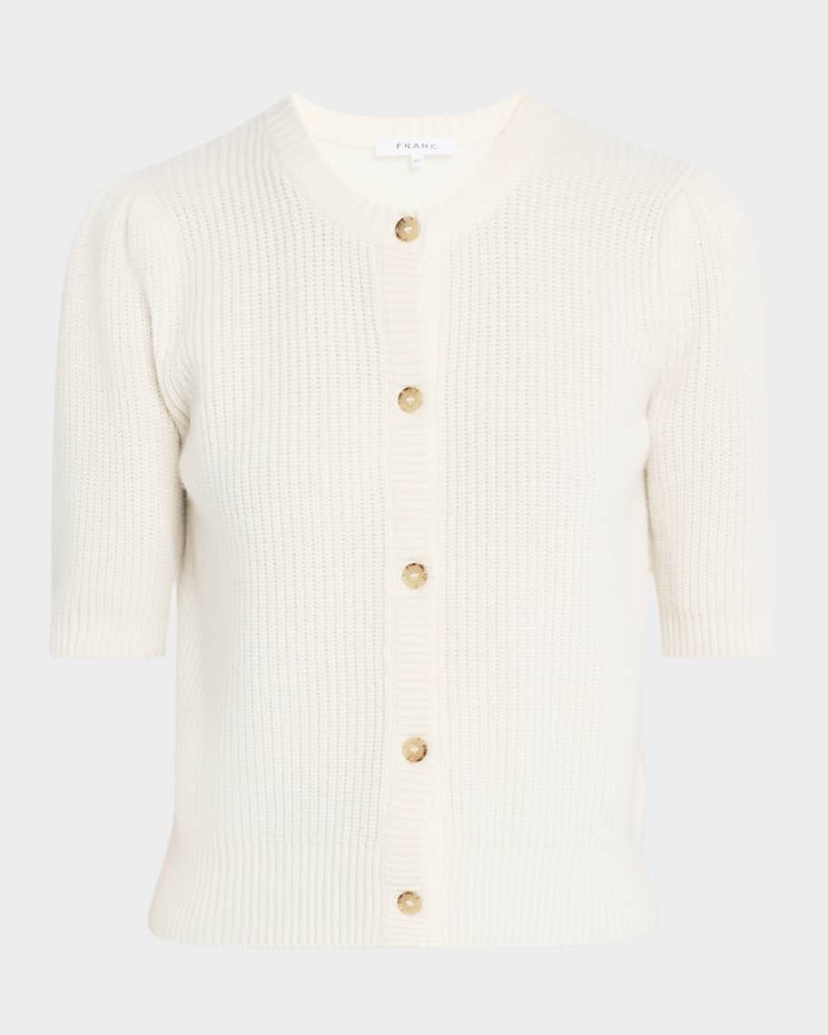 FRAME Shrunken Short-Sleeve Cardigan | Neiman Marcus
