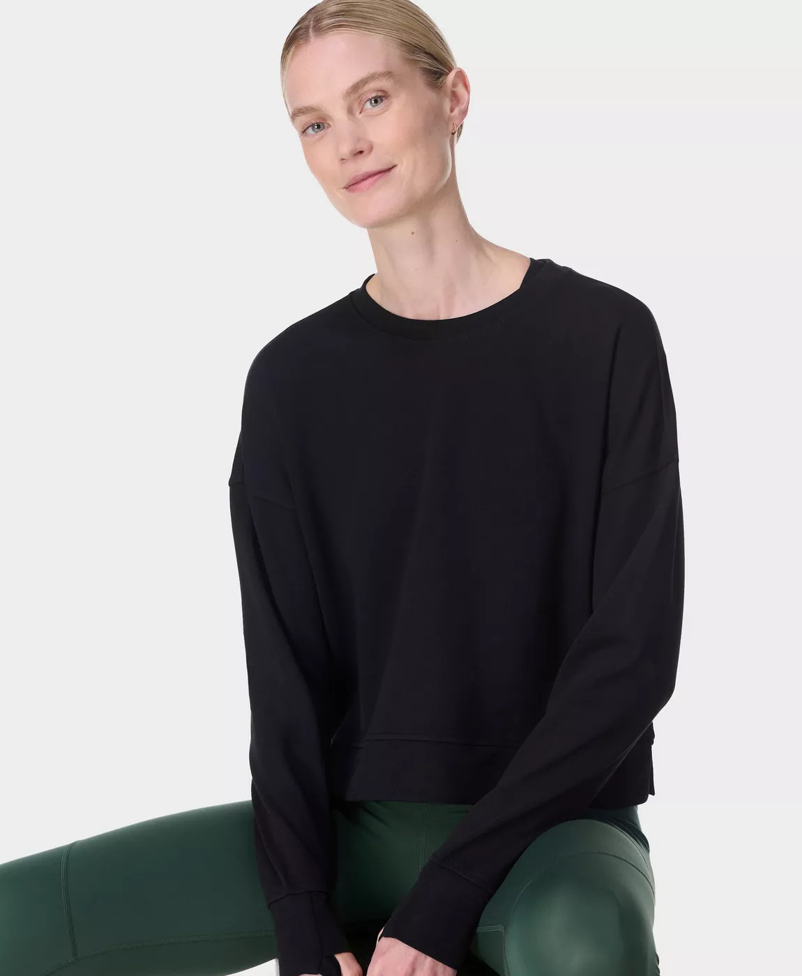 After Class Crop Sweatshirt - Black | Women's Jumpers + Hoodies | Sweaty Betty | Sweaty Betty UK