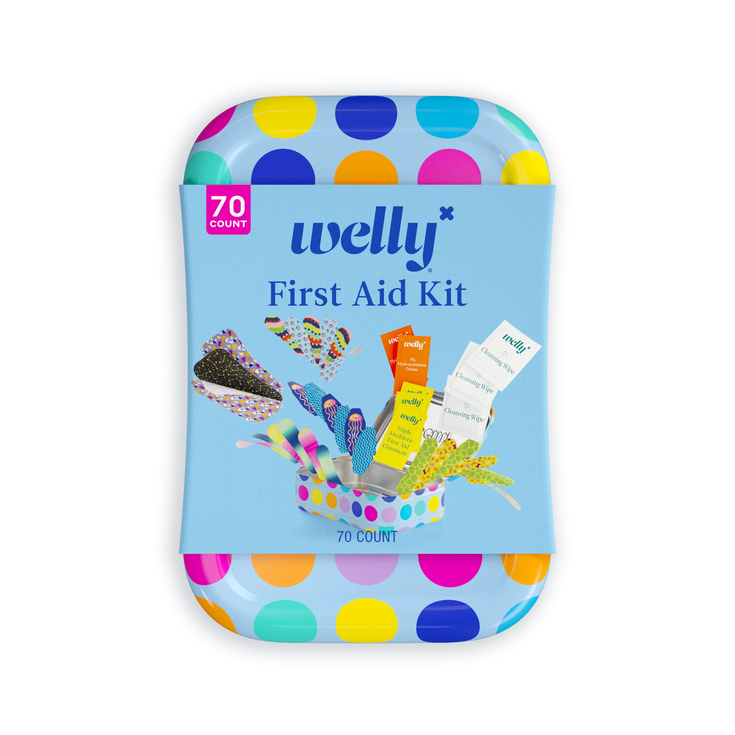 Welly Kids First Aid Kit with Bandages and Ointments, Polka Dot, Assorted Colors and Sizes, 70 Co... | Walmart (US)