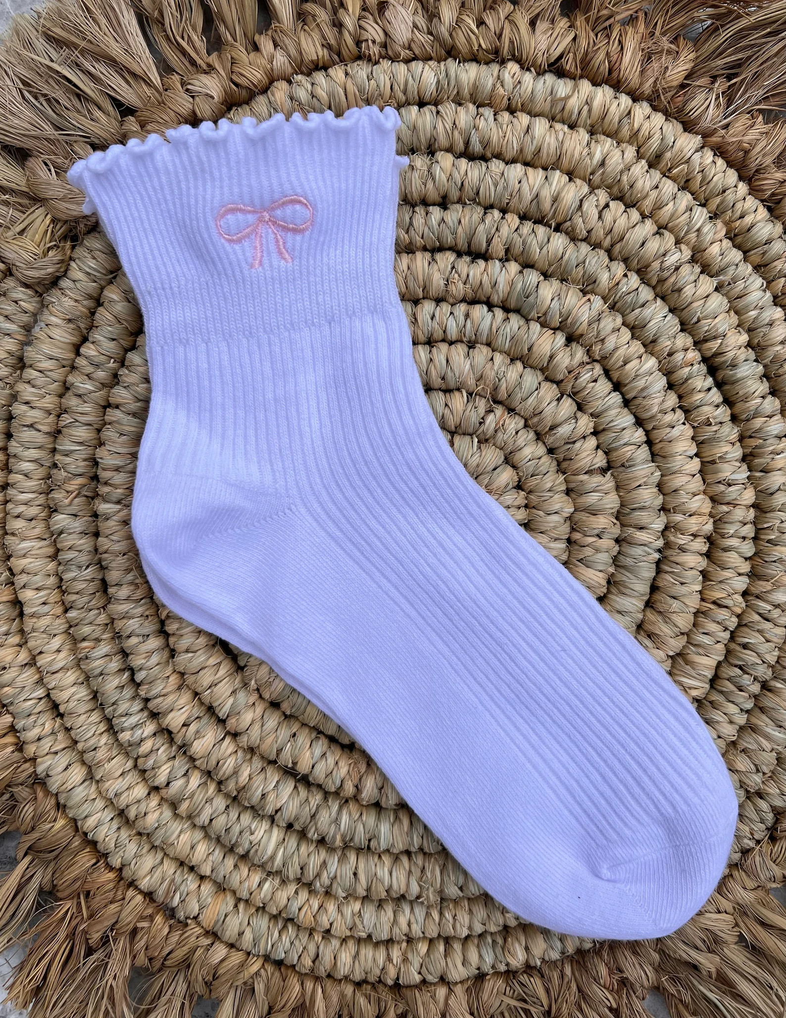 Embroidered Pink Bow Crew Socks, Coquette Crew Socks, Bow Crew Socks, Ribbon Crew Socks, Girly So... | Etsy (US)