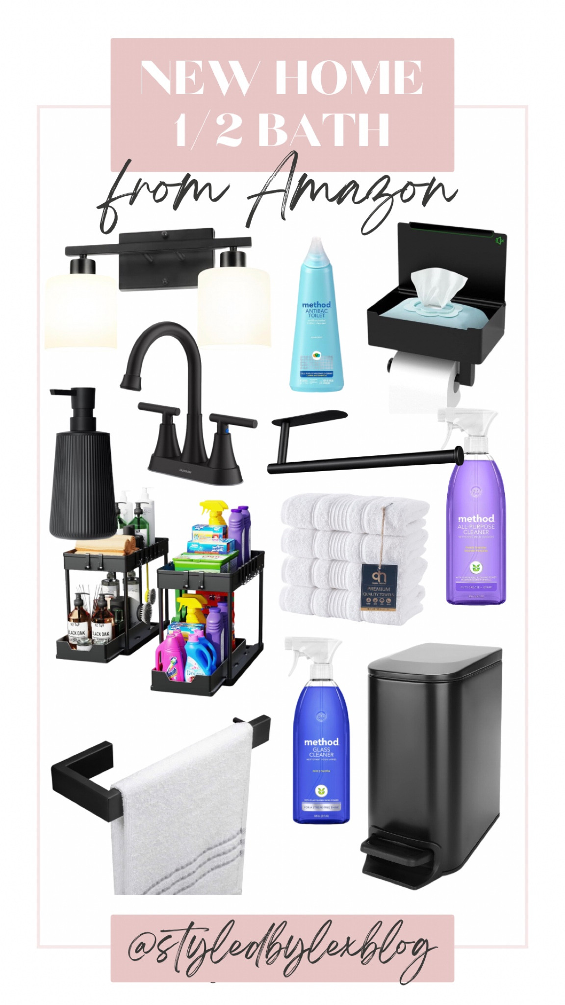 Everything we’re using in our new half bath at the new house! We’re going with an olive green, black and white theme! So so excited to see how everything turns out. 

#LTKhome #LTKfindsunder100 #LTKfindsunder50