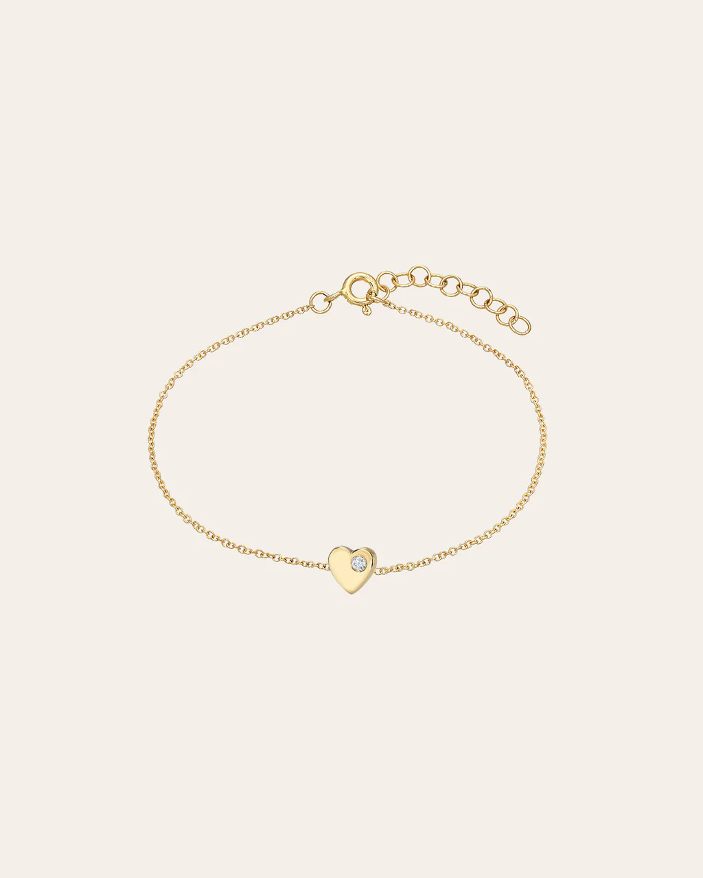14k Gold Tiny Heart Bracelet with Diamond | Zoe Lev Jewelry