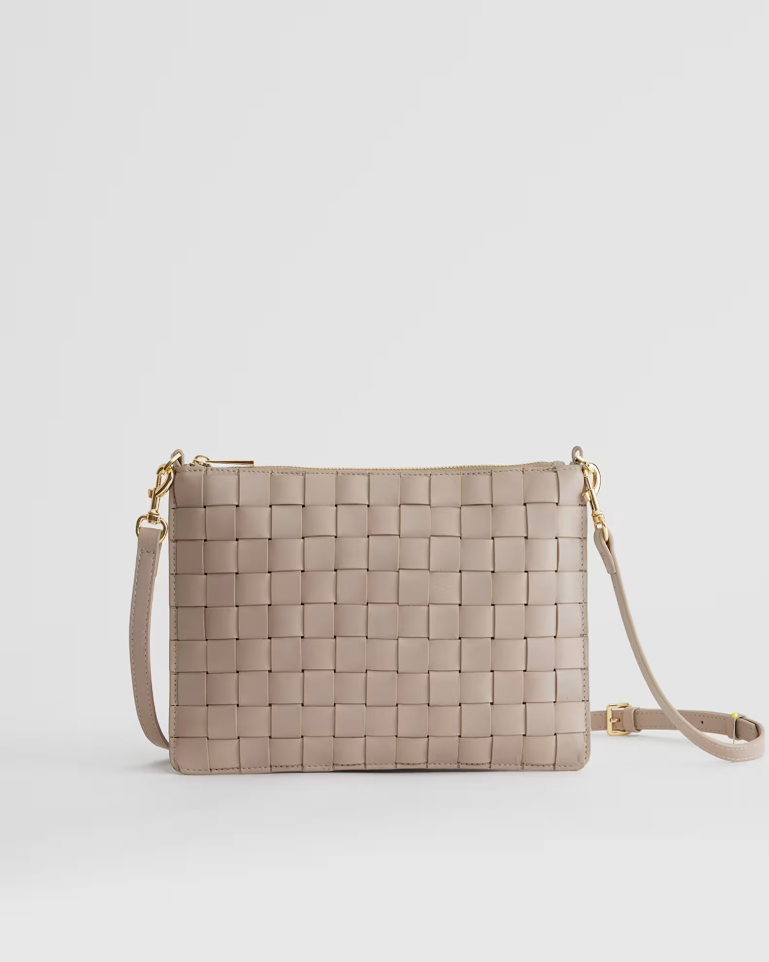 Italian Leather Handwoven Convertible Crossbody in Taupe | Quince