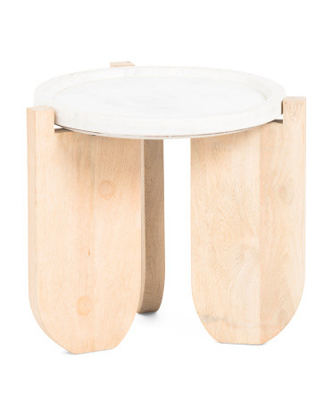 18x18 Marble Top Accent Table With Curved Legs | TJ Maxx