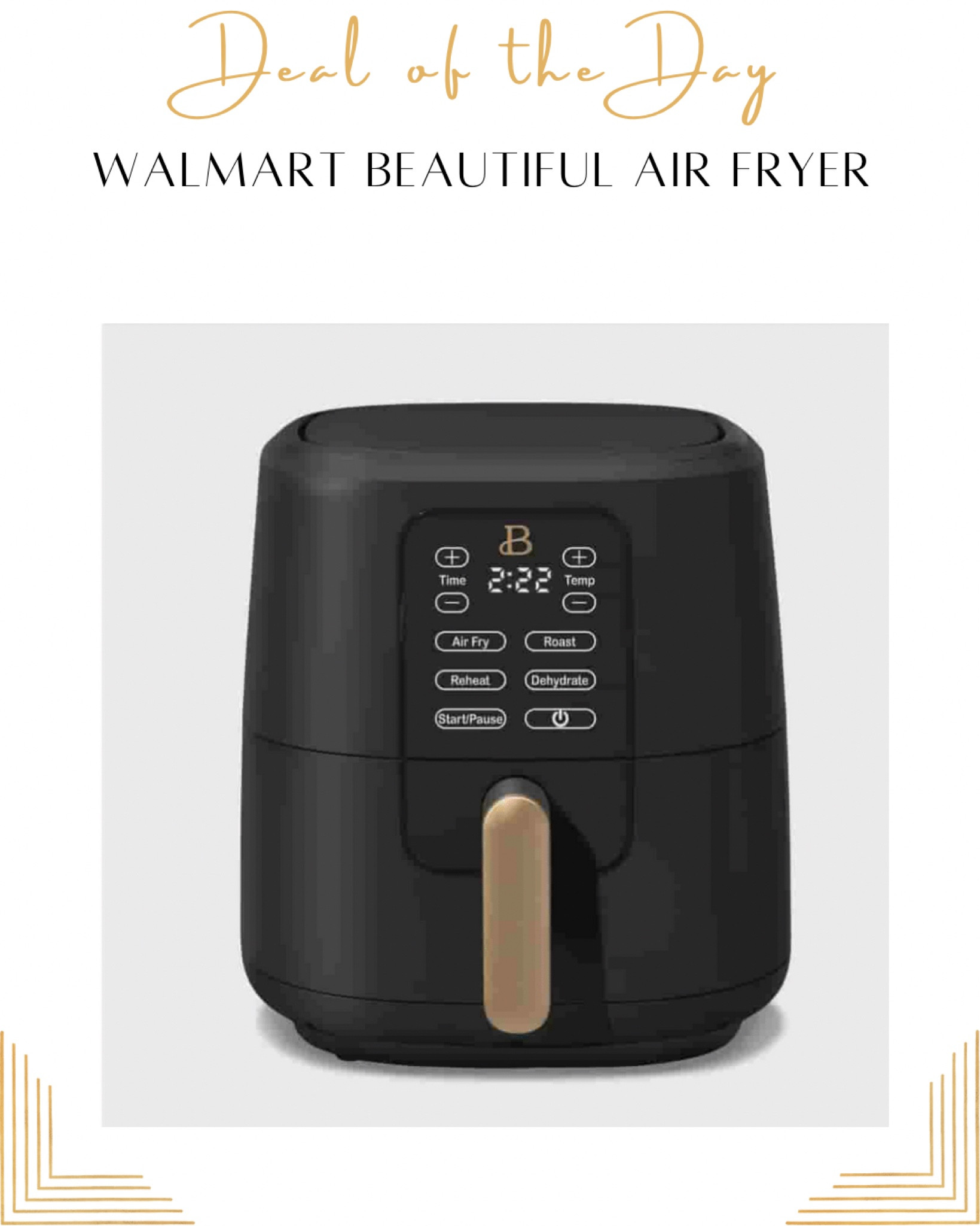Walmart Beautiful Collection Black & Gold Air Fryer is on sale right now! 

#LTKsalealert #LTKhome #LTKHoliday