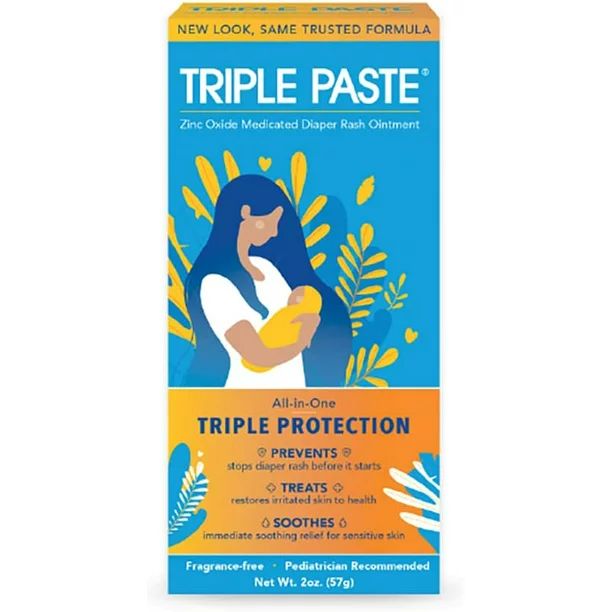 Triple Paste Diaper Rash Cream, Hypoallergenic Medicated Ointment for Babies, 2 oz | Walmart (US)