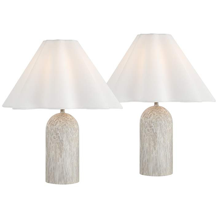 Demi 17 3/4" High Marbleized Beige Metal Accent Table Lamp Set of 2 | Lamps Plus