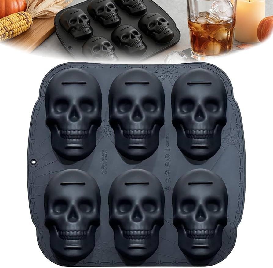 Skull Cake Pan,6-Cavity Pirate Skull Silicone Mold for Baking \u2013 Ideal for Halloween Treats &... | Amazon (US)