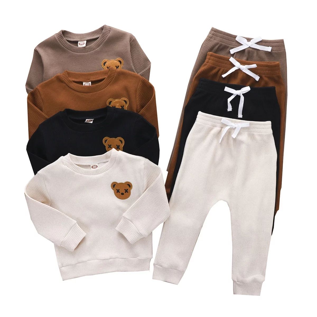 WIBACKER Toddler Baby Boy Fall Winter Clothes Cartoon Bear Long Sleeve Knitted Pullover Tops+Pant... | Walmart (US)