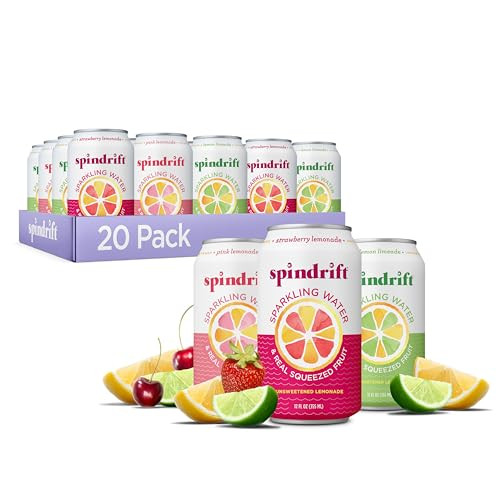Spindrift Lemonade 3 Flavor Variety 20 Pack,12 Fl Oz (Pack of 20) | Amazon (US)