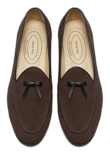 Journey West Suede Tassel Loafer for Women Slip-on Belgian Penny Loafers Shoes for Women Coffee US 9.5 | Amazon (US)