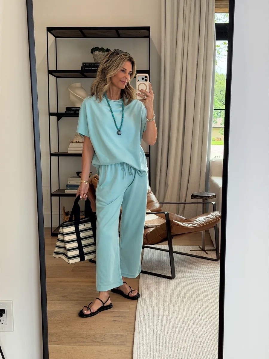 I’m 5’6’’ -Amazon set in the prettiest blue color! Wearing size XS -bag is linked in my ShopMy https://go.shopmy.us/p-70539785 -shoes TTS #LTKootd