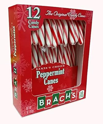 Ferrara (1) Box Brach's Peppermint Flavor Candy Canes - 12pc Individually Wrapped Holiday Candy p... | Amazon (US)