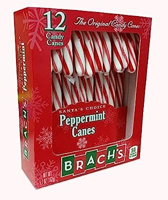 Ferrara (1) Box Brach's Peppermint Flavor Candy Canes - 12pc Individually Wrapped Holiday Candy p... | Amazon (US)