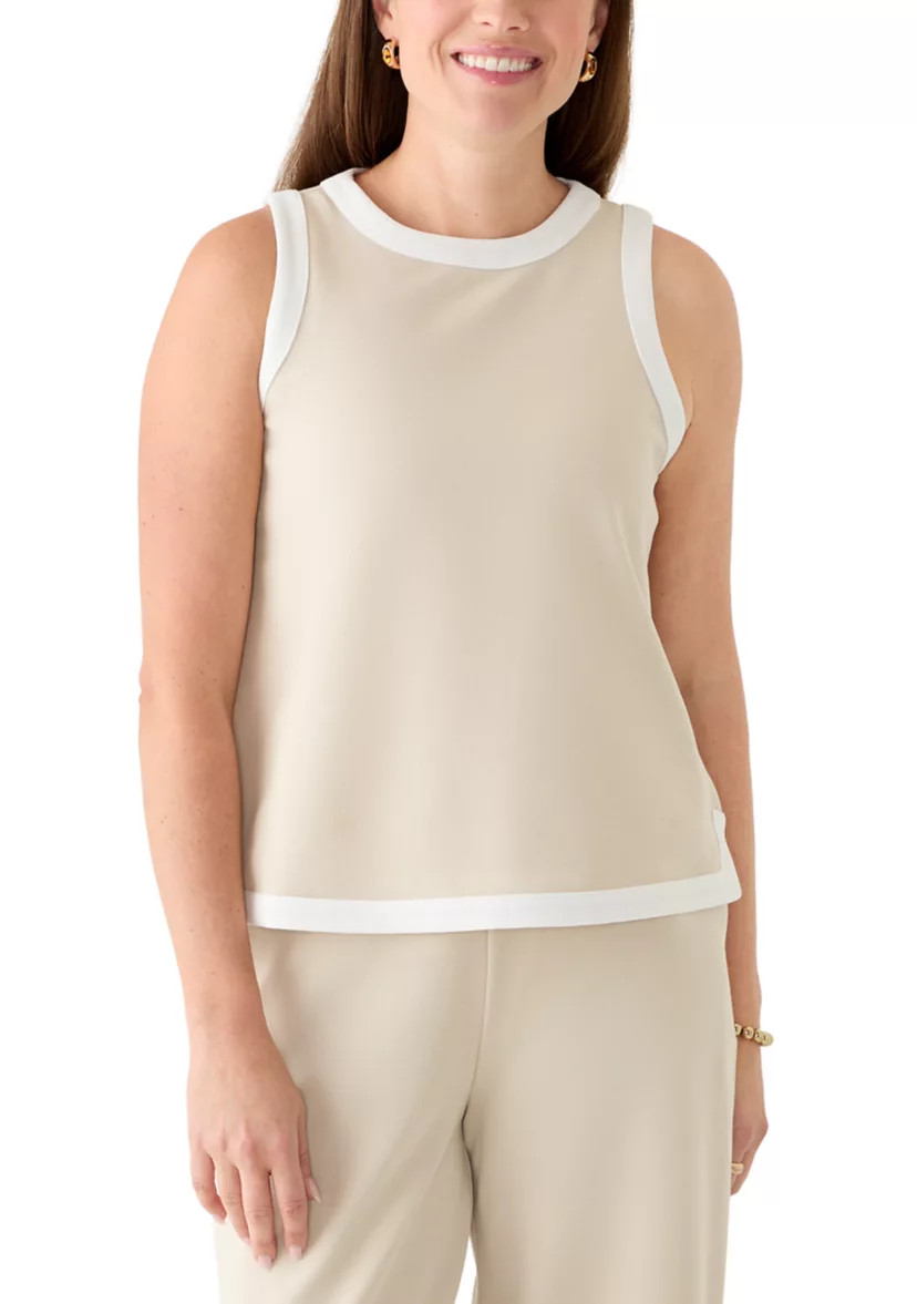 Petite Sleeveless Tipped Knit Top | Belk