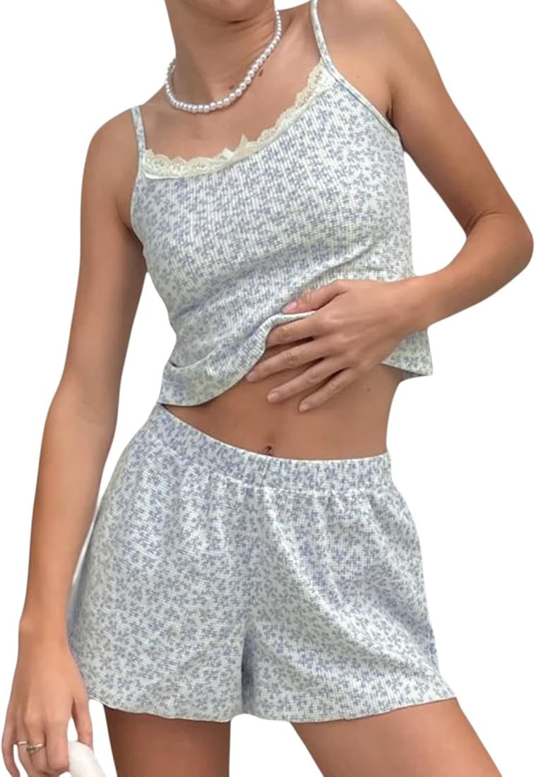 Multitrust Women Two Piece Matching Sets Knit Lounge Set Y2K Crop Tops and High Waist Shorts Summ... | Amazon (US)