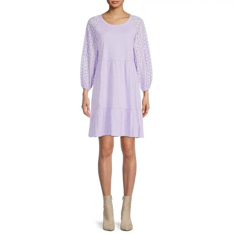 Time And Tru Women's Eyelet Sleeve Dress | Walmart (US)