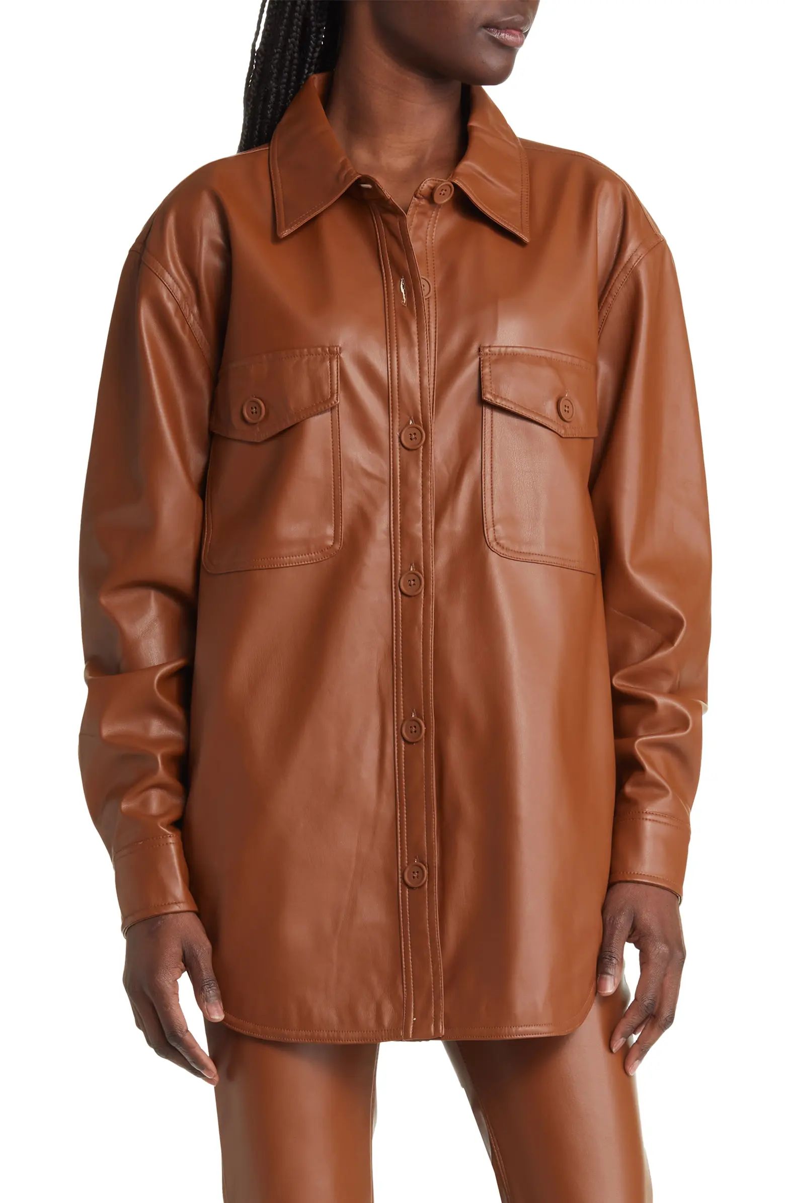 Better Than Leather Faux Leather Shacket | Nordstrom Rack