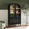 Walker Edison Furniture Company Darci 74 in. Tall Black Modern MDF 3-Shelf Arched Bookcase Cabinet with Glass Doors and Drawer Storage WEDAR41OS2BL1 | The Home Depot