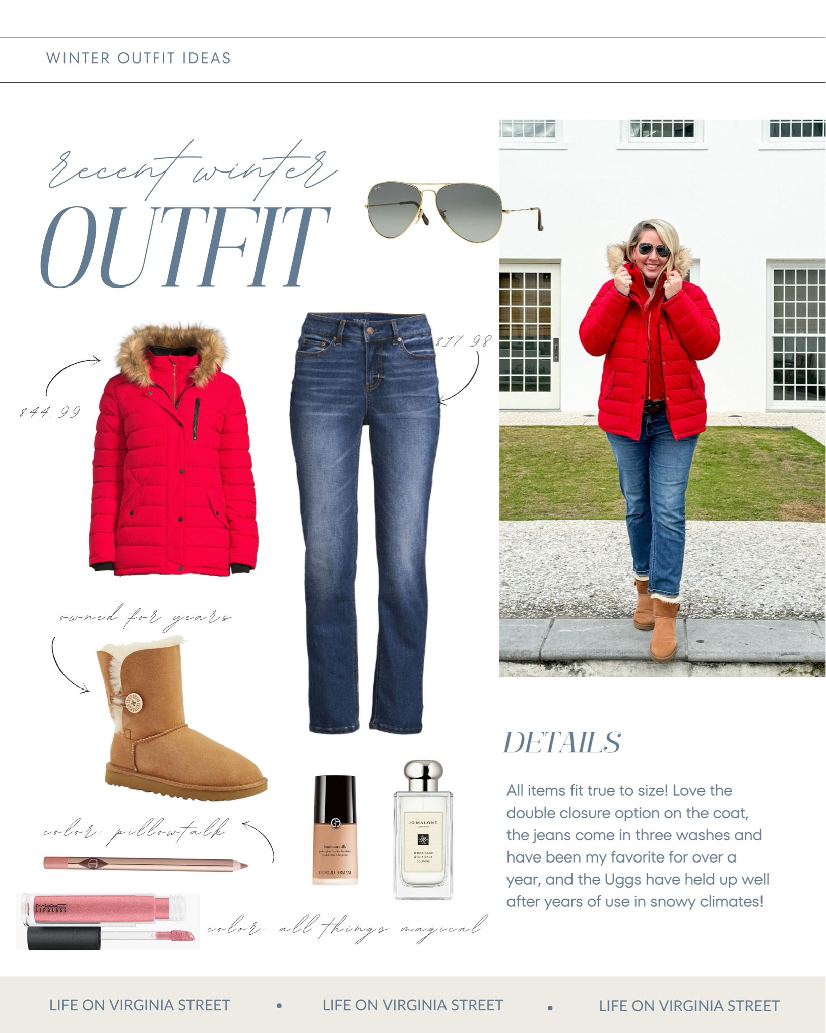 I’m legit obsessed with this new, under $50 winter coat! It’s so cozy and I love that there are two levels of closure, extended internal sleeves, and a cozy hood! It comes in 8 colors and is so cozy! I’m also wearing my favorite under $18 Walmart jeans. I sized up in the coat to allow room for sweaters but I’d say it fits true to size. The jeans also fit true to size. Ive owned these short UGGS boots for years and they’ve held up great even in snowy climates Also linking my makeup (foundation is color 5.5 and lip gloss is “all things magical”! 🎄🏄🏼‍♀️✨
.
#walmartfashion #ltkfindsunder50 #ltkfindsunder100 #ltkstyletip #ltkholiday #ltkseasonal #ltkgiftguide #ltkover40 #ltkmidsize #ltksalealert #ltkhome #ltktravel winter coats, cute coat ideas, puffer coat with hood


#LTKfindsunder50 #LTKover40 #LTKsalealert