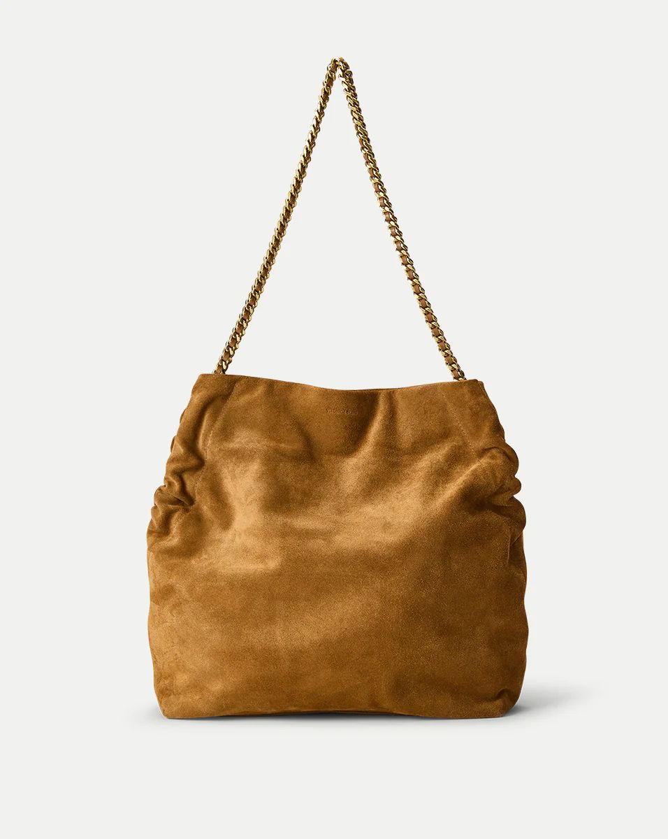 Slouch Shoulder Suede Bag in Acorn | Veronica Beard | Veronica Beard