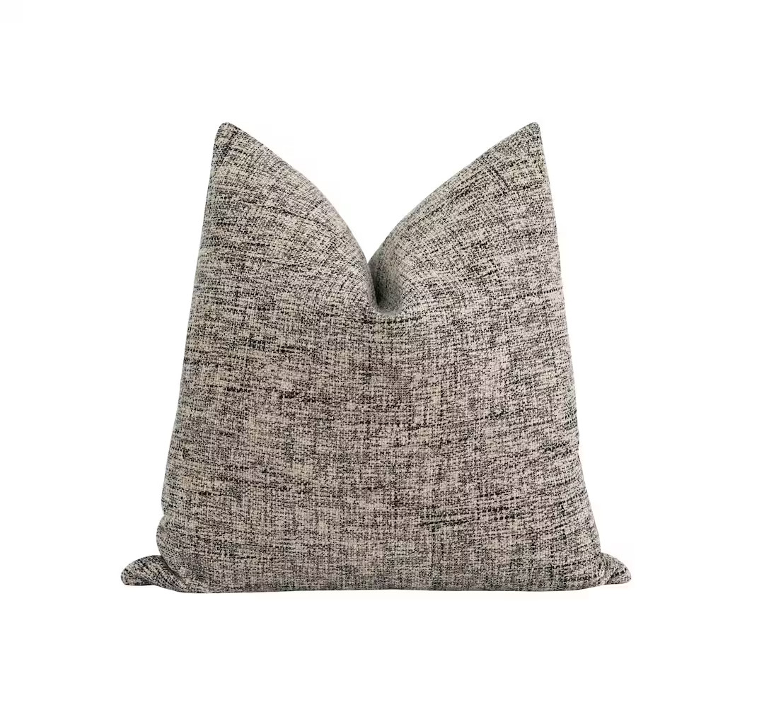 Textured Beige & Black Pillow Cover • Chic Woven Pillow Cover • Moody Woven Throw Pillow Desi... | Etsy (US)