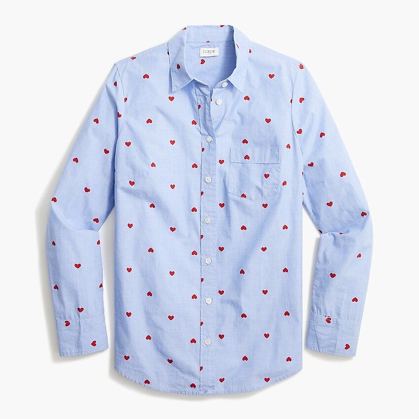 Printed button-up shirt in end-on-end cotton | J.Crew Factory