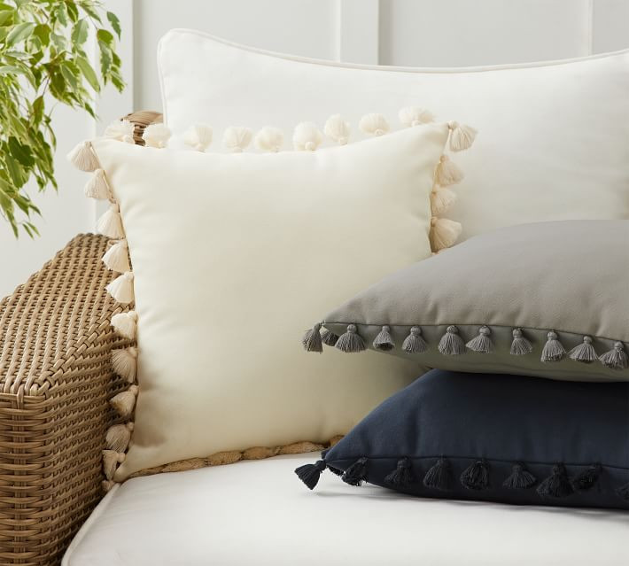 Tassel Trim Indoor/Outdoor Pillows | Pottery Barn (US)