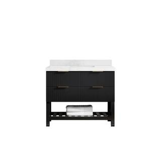 Catalina 42 in. W x 22 in. D x 36 in. H Bath Vanity in Black with 2" Empira Quartz Top | The Home Depot