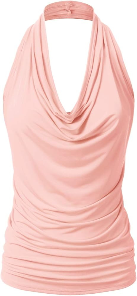 EIMIN Women's Casual Halter Neck Draped Front Sexy Backless Tank Top (S-3XL) | Amazon (US)