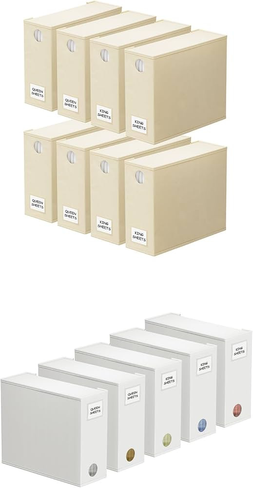 SpaceAid 8 Pack Beige and 5 Pack White Bed Sheet Organizers, Foldable Sheet Organizer for Linen C... | Amazon (US)
