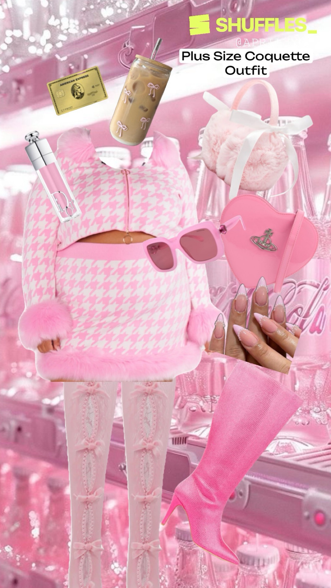 Plus size pink coquette matching set with pink wide calf boots and plus size friendly bow stockings 

#LTKstyletip #LTKplussize #LTKSeasonal