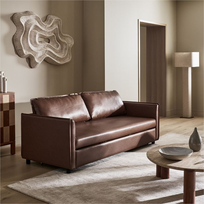 Whitman Leather Trundle Sleeper Sofa (82") | West Elm (US)