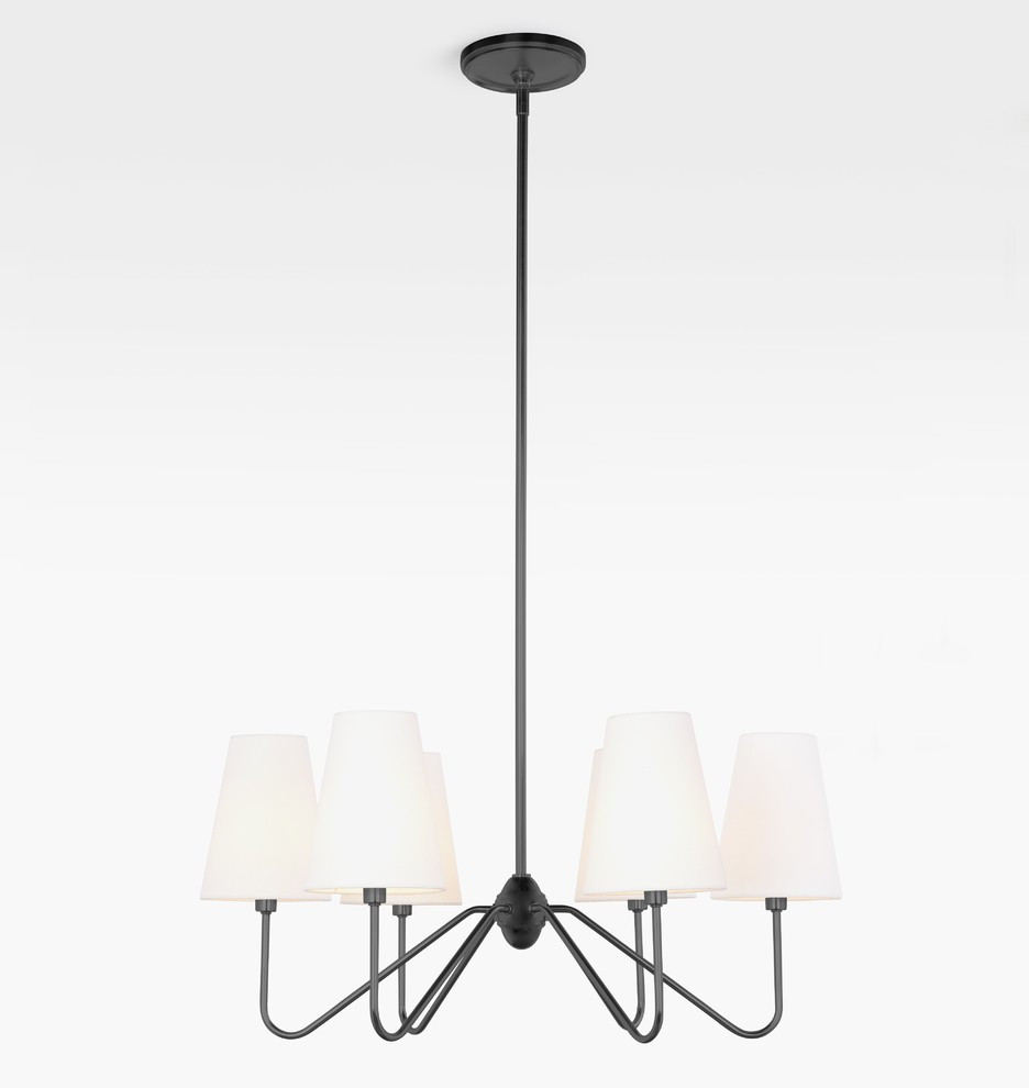 Berkshire 6 Arm Chandelier with Linen Shades | Rejuvenation
