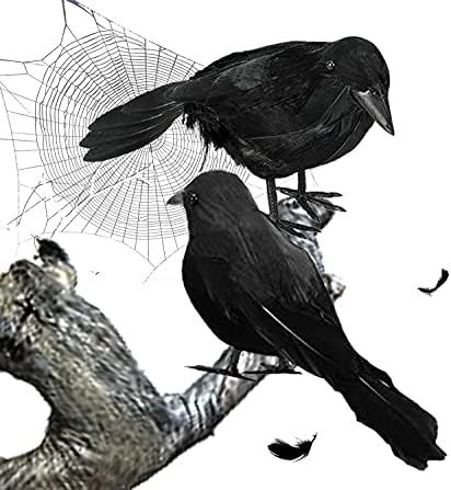Moonear 2 PCS Halloween Realistic Black Feather Crows Lifelik Ravens Halloween Party Outdoor Deco... | Amazon (US)