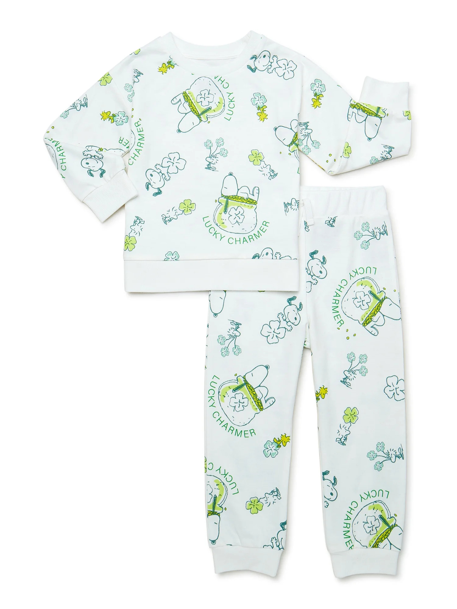 Snoopy St. Patrick's Day Toddler Boy Sweatshirt and Pants Outfit Set, 2-Piece, Sizes 12M-5T | Walmart (US)