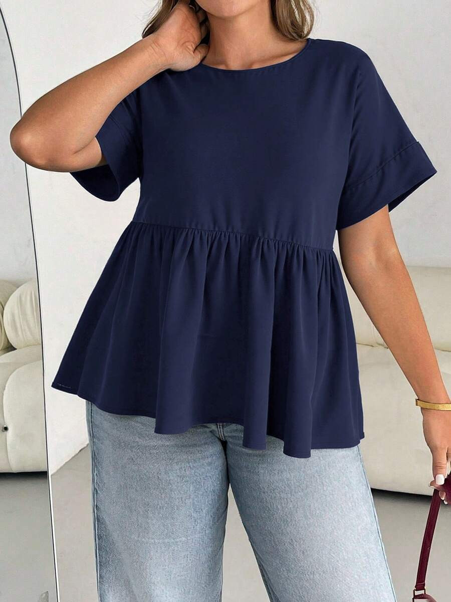 Plus Size Women's Spring And Summer Fashion Casual Loose Comfortable Daily Cool Breathable Short-... | SHEIN